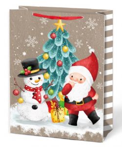 SAC CADEAU JUMBO - PÈRE NOËL ET BONHOMME DE NEIGE